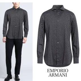 EMPORIO ARMANI  |Long Sleeves Cotton Logo Shirts