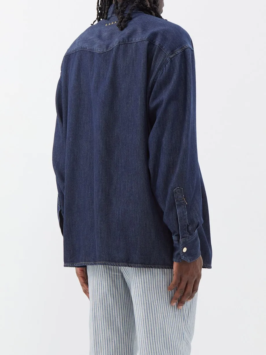 ETRO  |Denim Long Sleeves Plain Cotton Luxury Shirts