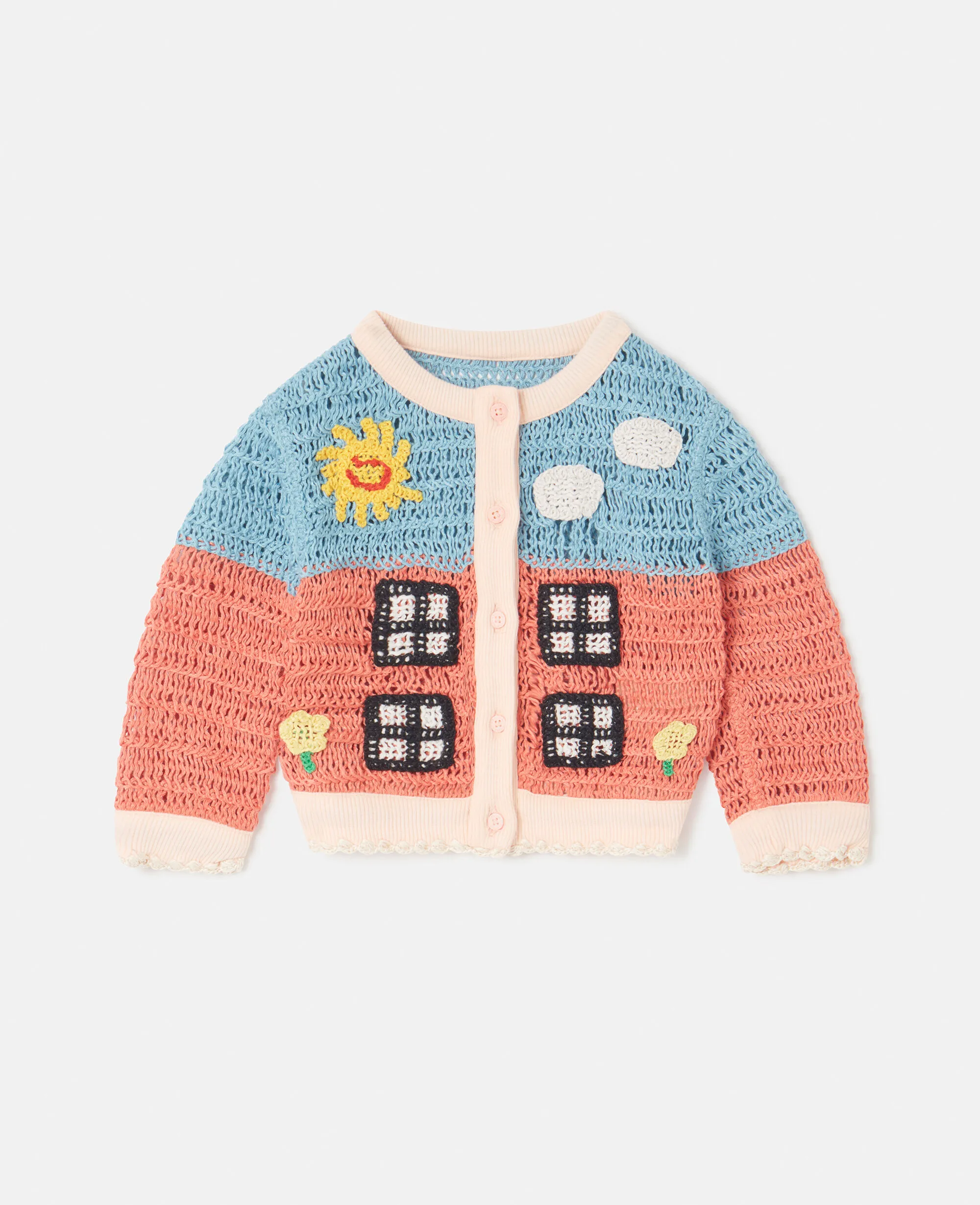 Farmyard Appliqué Knitted Cardigan