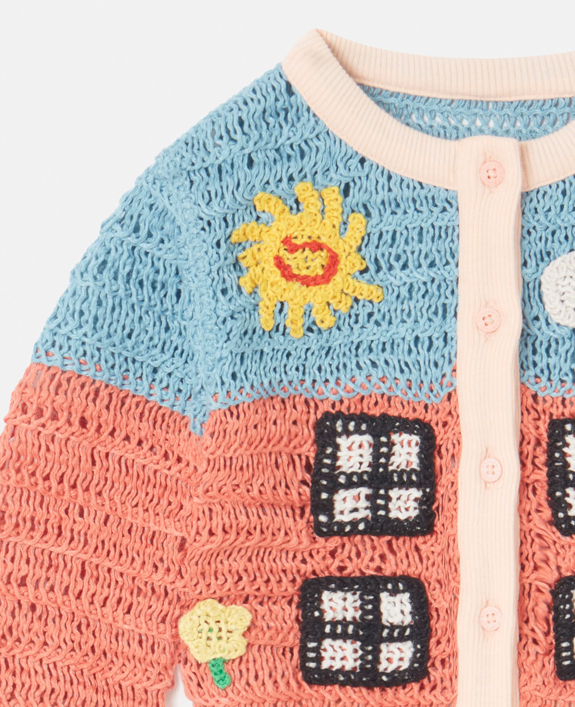 Farmyard Appliqué Knitted Cardigan