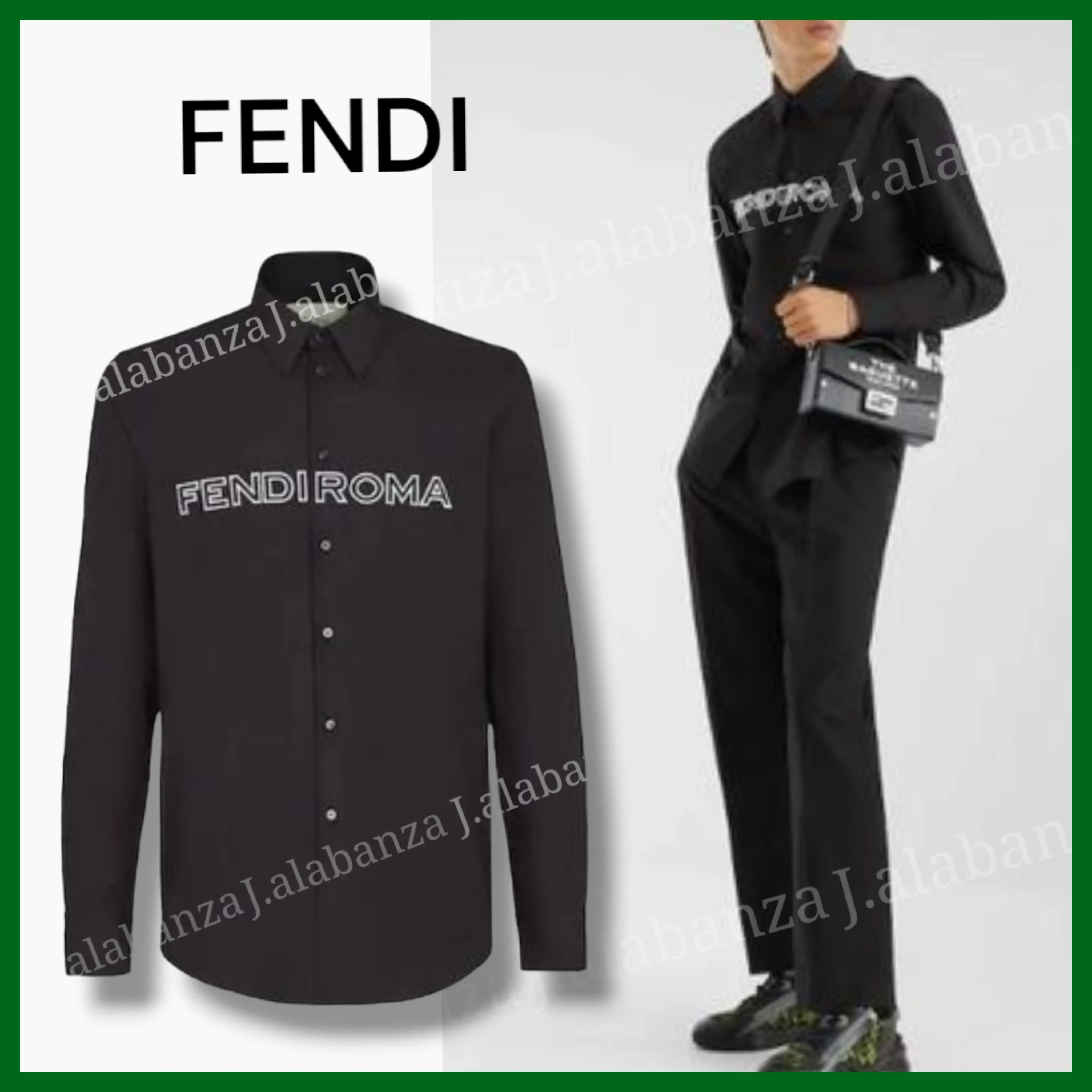 FENDI  |Collaboration Long Sleeves Cotton Logo Luxury Shirts