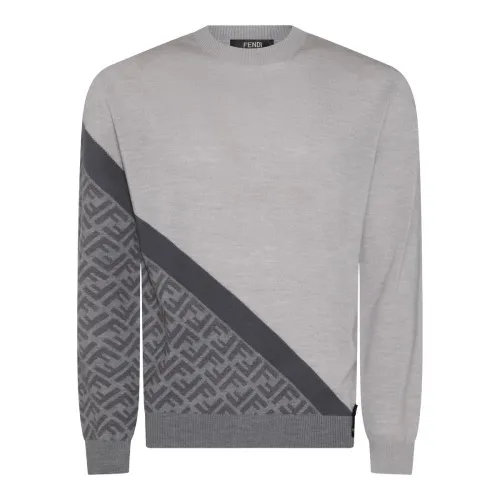 FENDI  |Long Sleeves Cotton Logo Luxury Sweaters