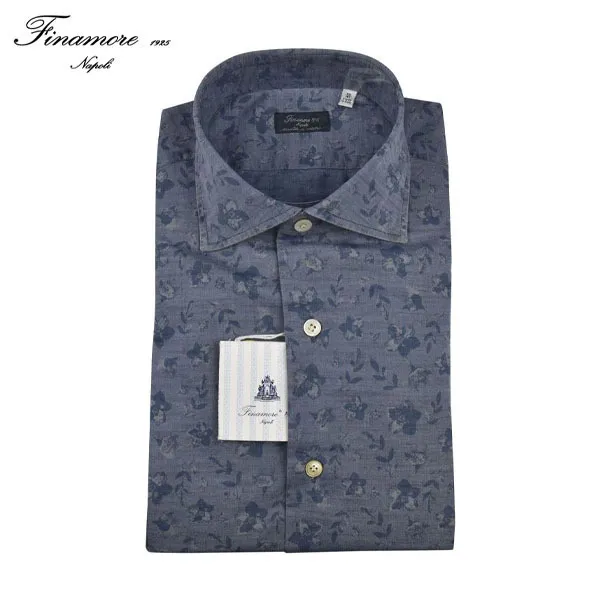 Finamore  |Flower Patterns Long Sleeves Cotton Shirts