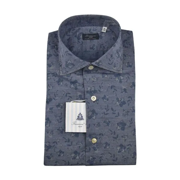 Finamore  |Flower Patterns Long Sleeves Cotton Shirts