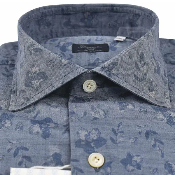 Finamore  |Flower Patterns Long Sleeves Cotton Shirts