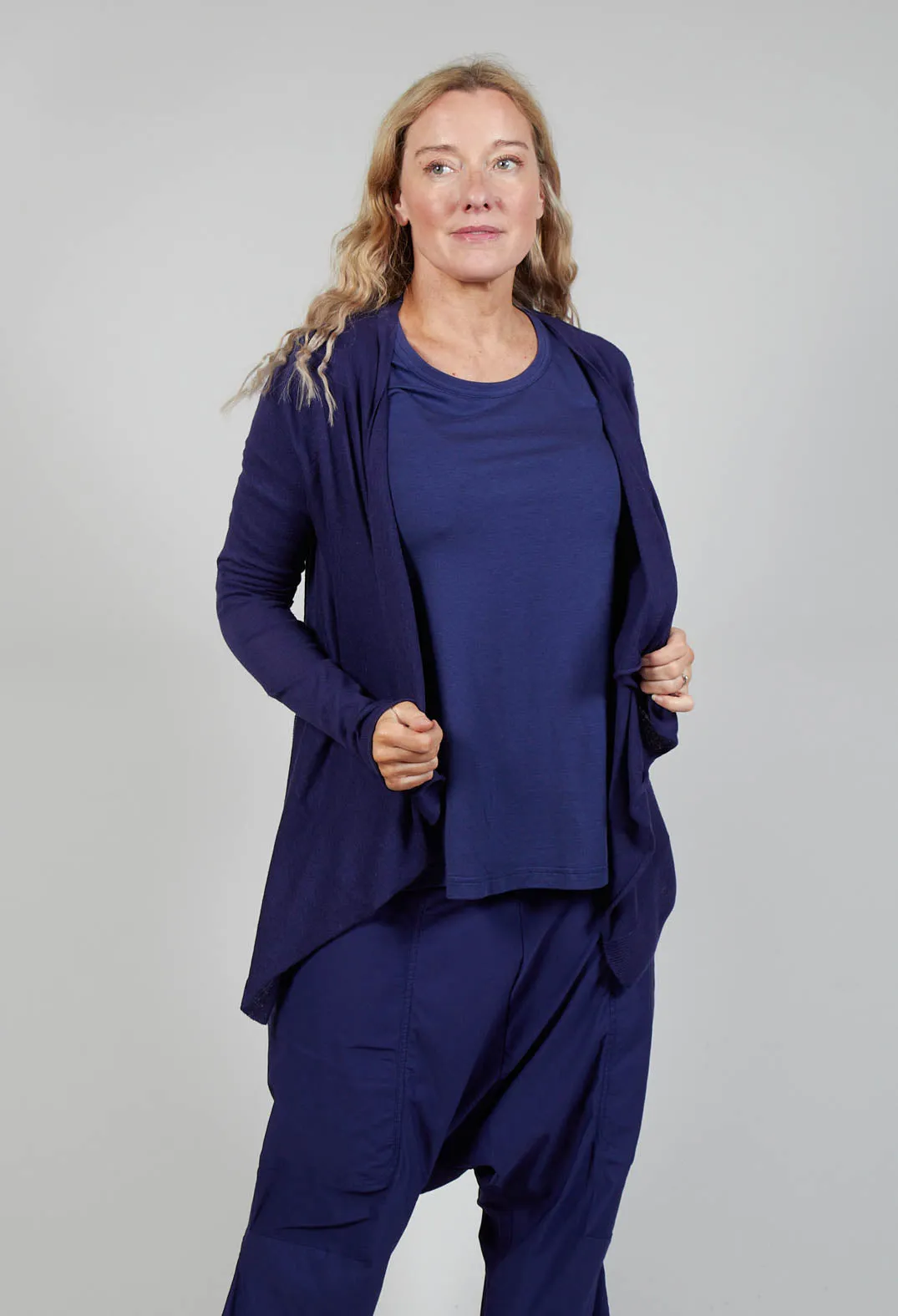 Flared Hem Short Cardigan in Azur