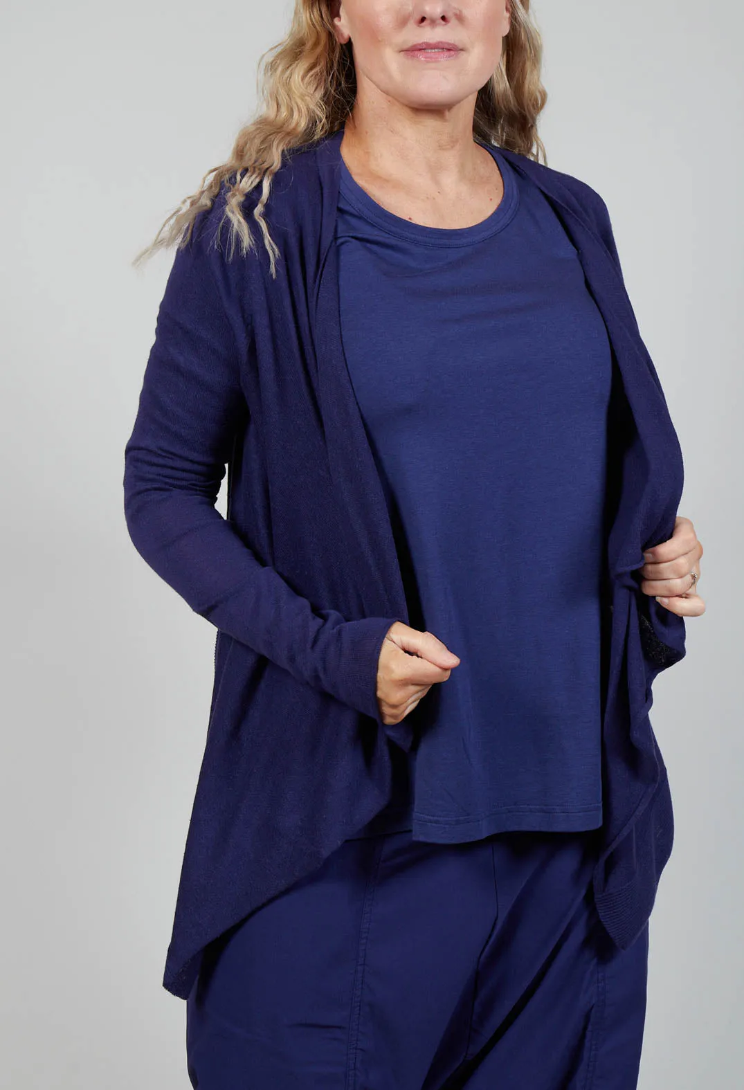 Flared Hem Short Cardigan in Azur