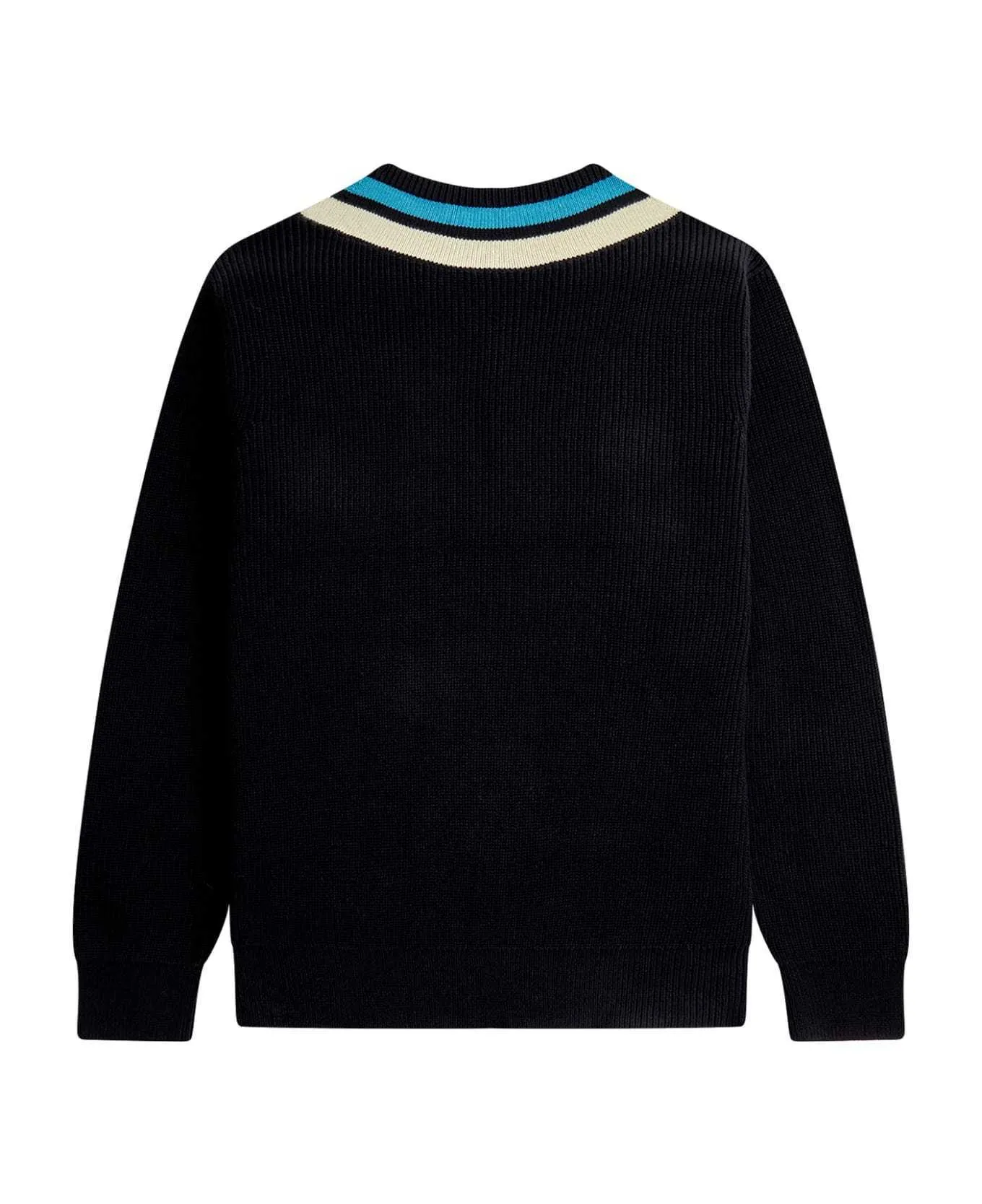 FRED PERRY  |Pullovers Low Gauge V-Neck Long Sleeves Plain Cotton Logo