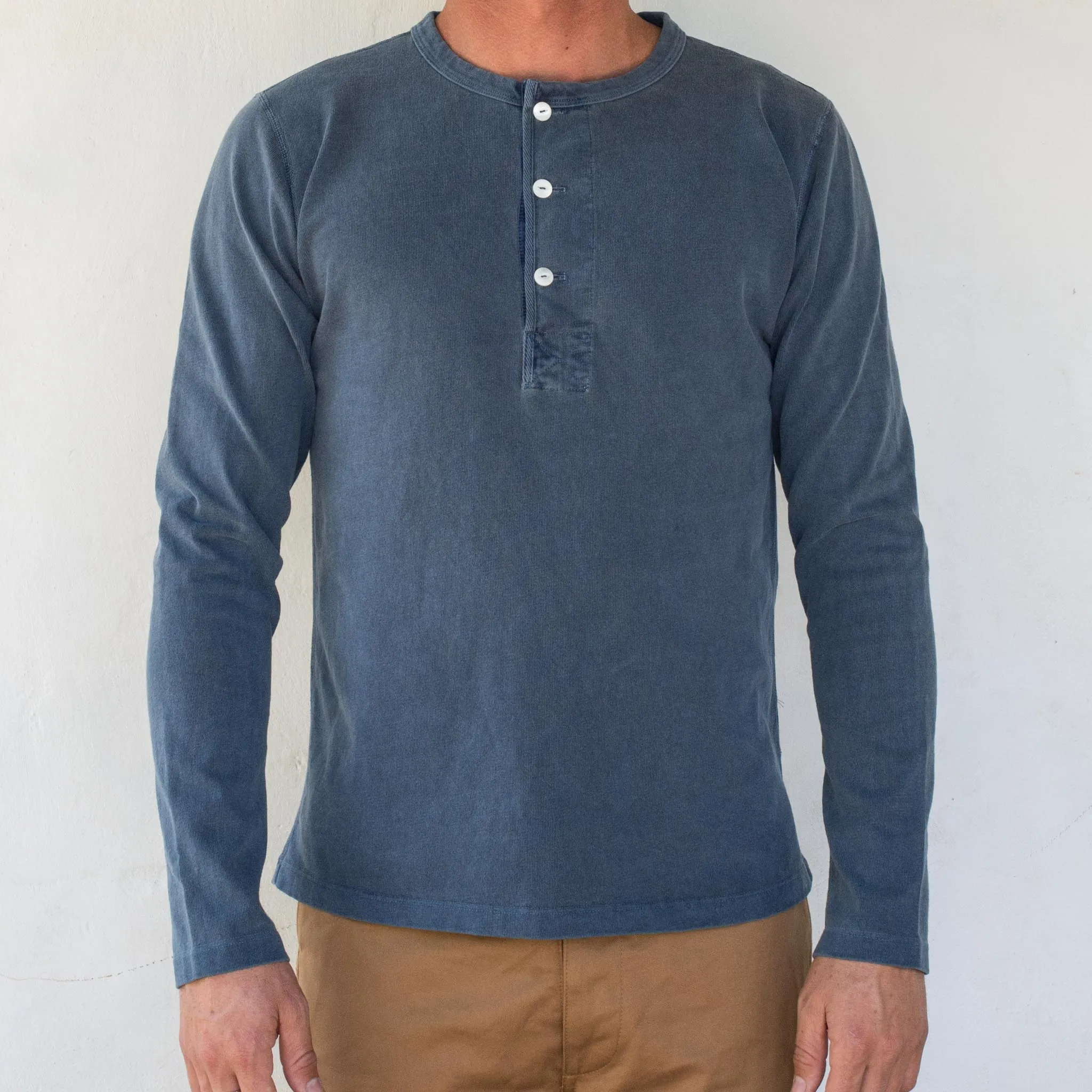 Freenote Cloth 13oz Henley L/S - Faded Blue