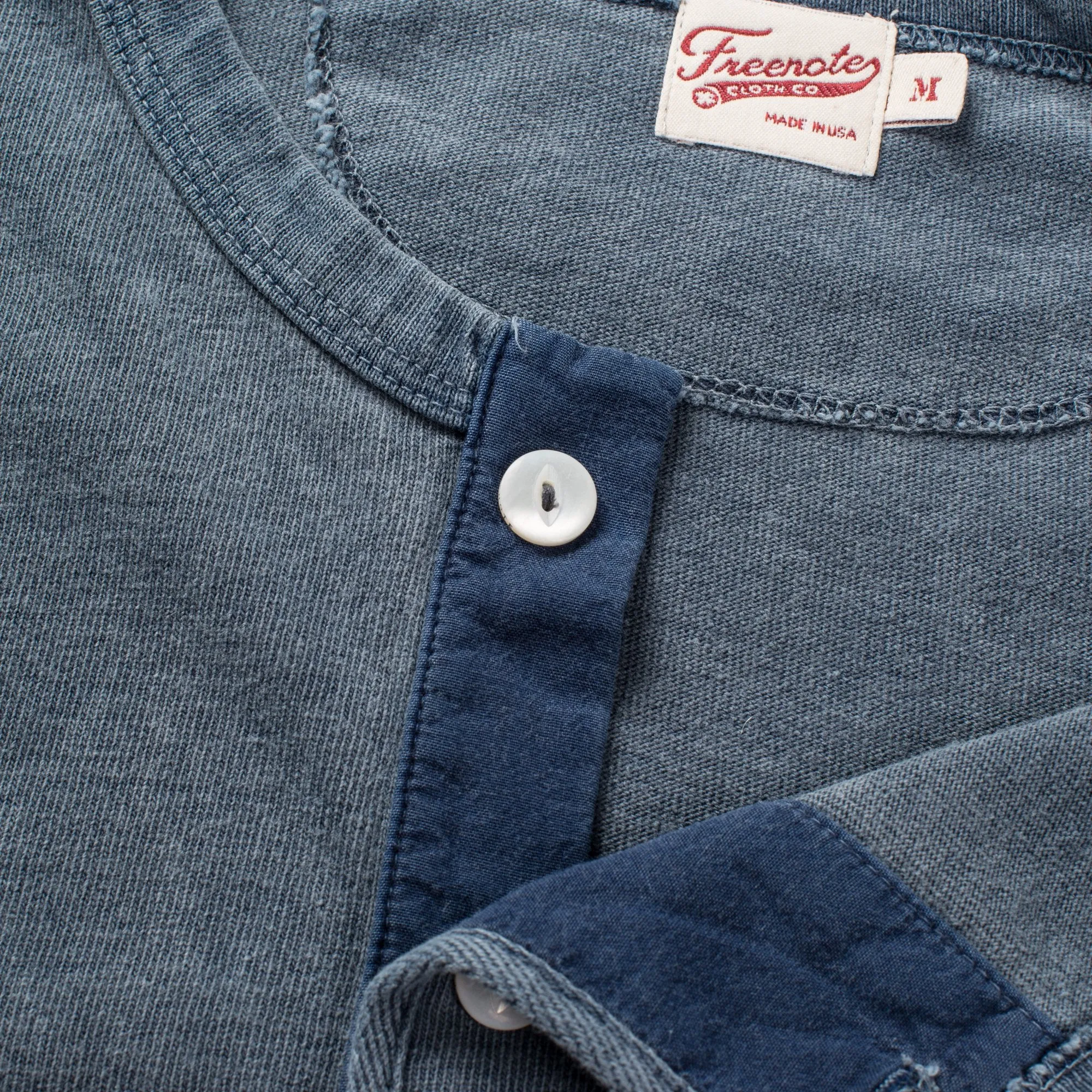 Freenote Cloth 13oz Henley L/S - Faded Blue