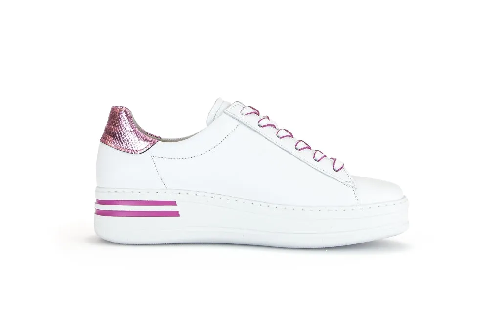 Gabor White Pink Leather Trainer