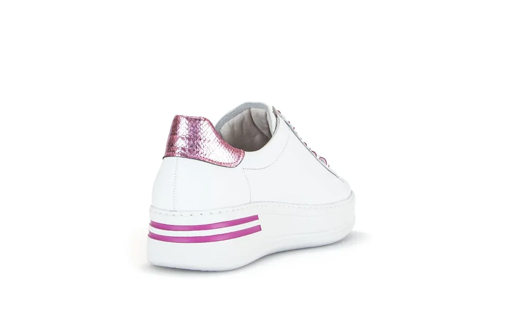 Gabor White Pink Leather Trainer