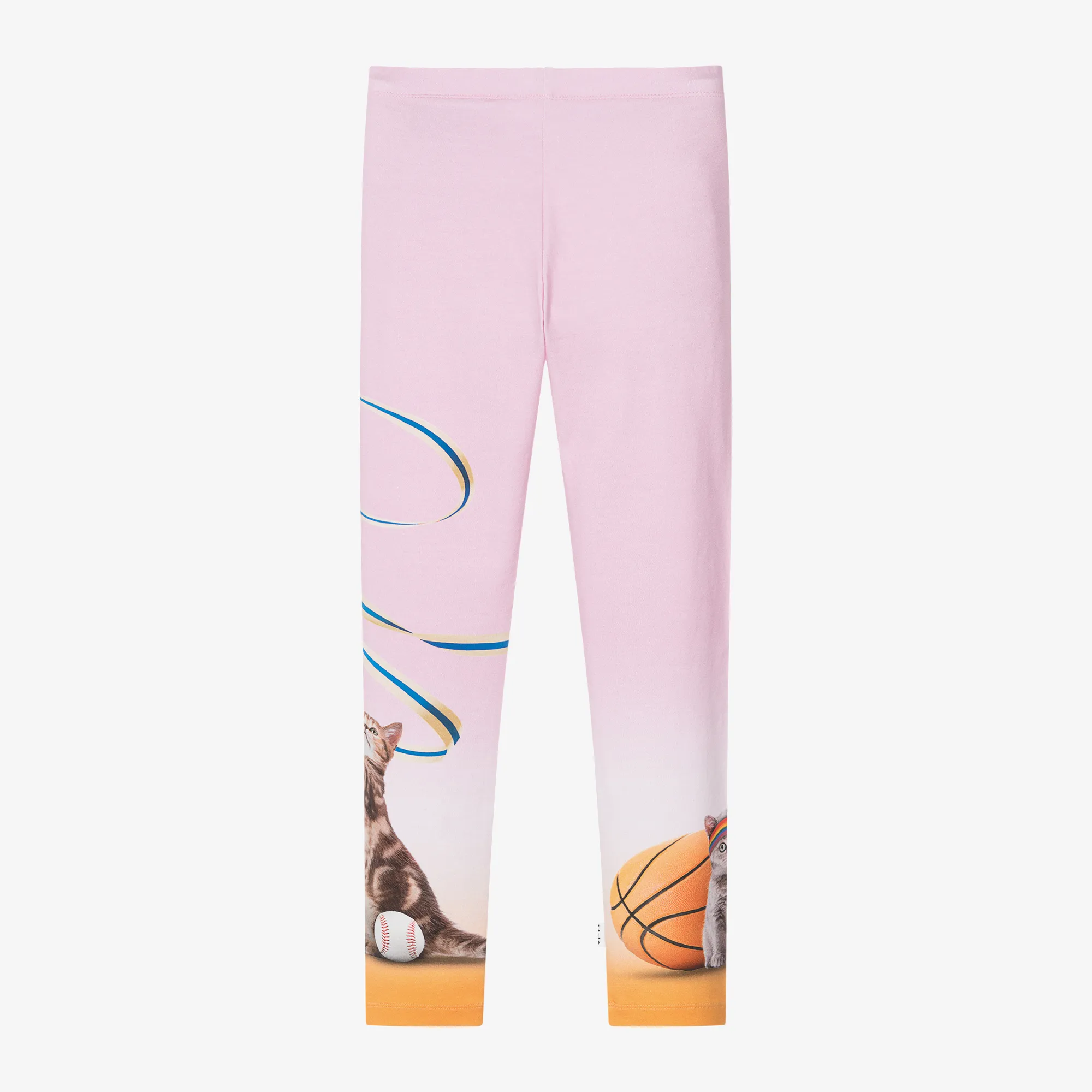 Girls Pink Organic Cotton Cat Leggings