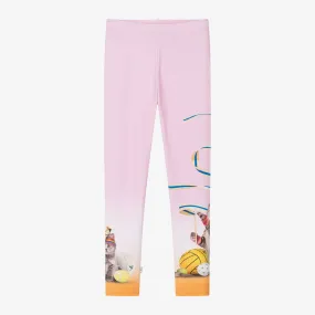 Girls Pink Organic Cotton Cat Leggings