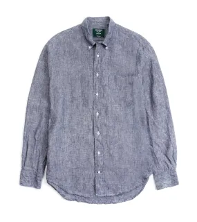 Gitman Vintage Slubby Japanese Linen Button Down Shirt: Navy