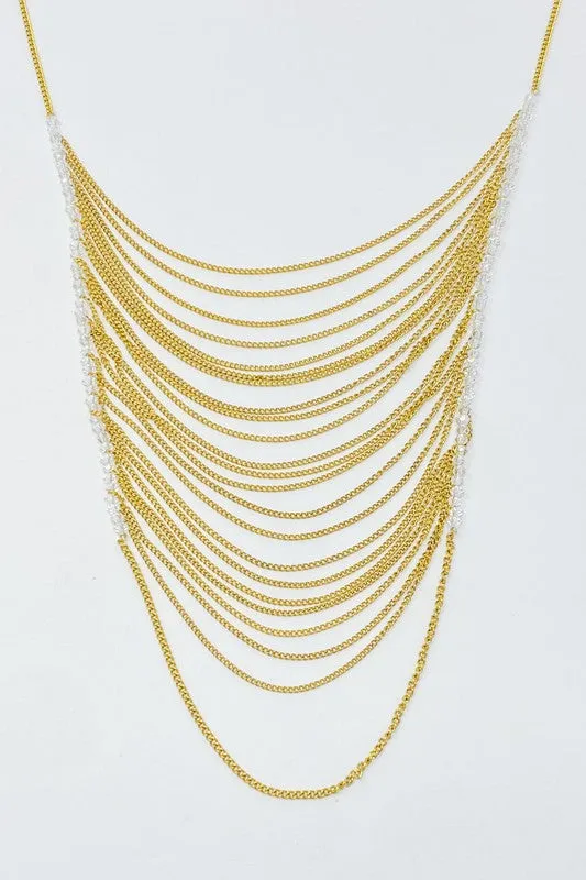 Gold Arched Chain Drop Necklace