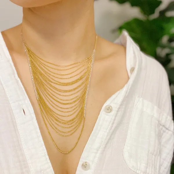 Gold Arched Chain Drop Necklace