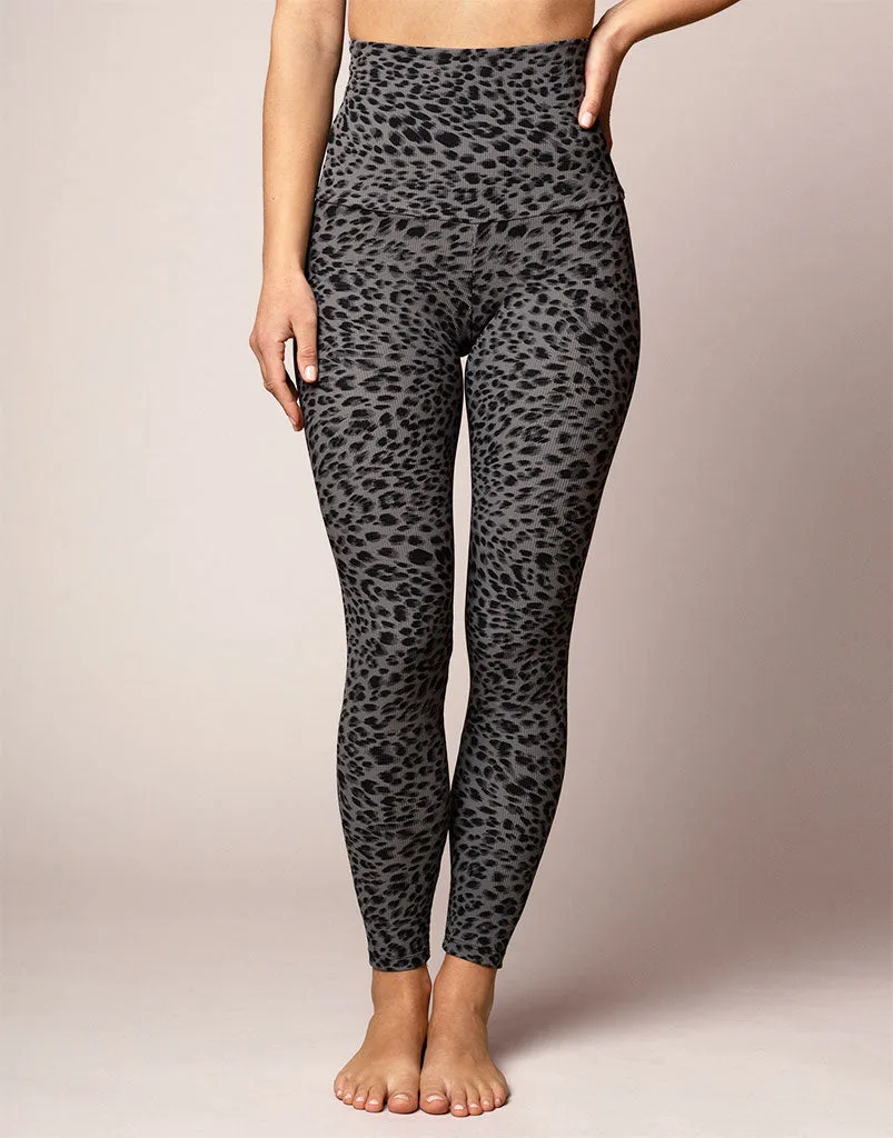 Grey Leopard Rib Legging