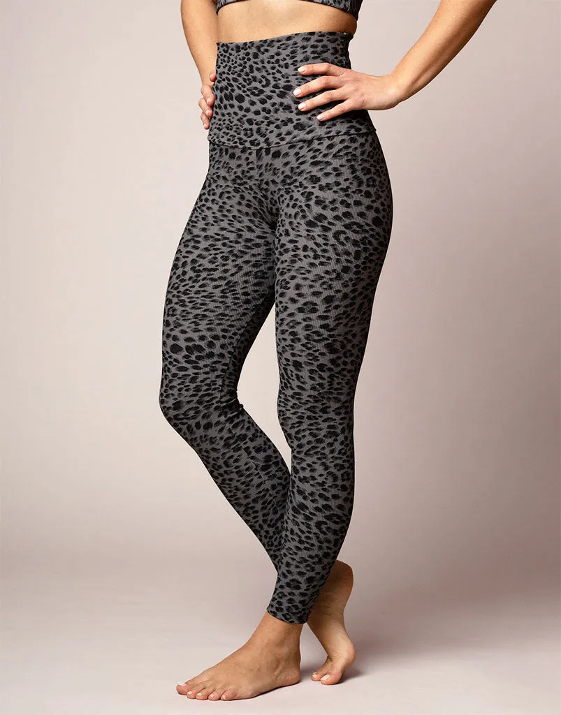 Grey Leopard Rib Legging