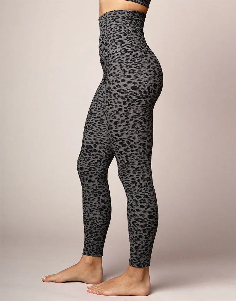 Grey Leopard Rib Legging