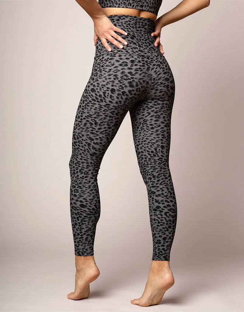 Grey Leopard Rib Legging