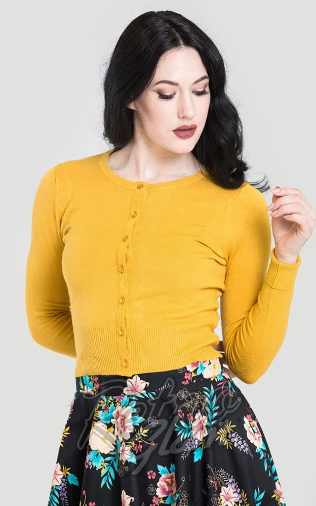 Hell Bunny Paloma Cardigan in Mustard