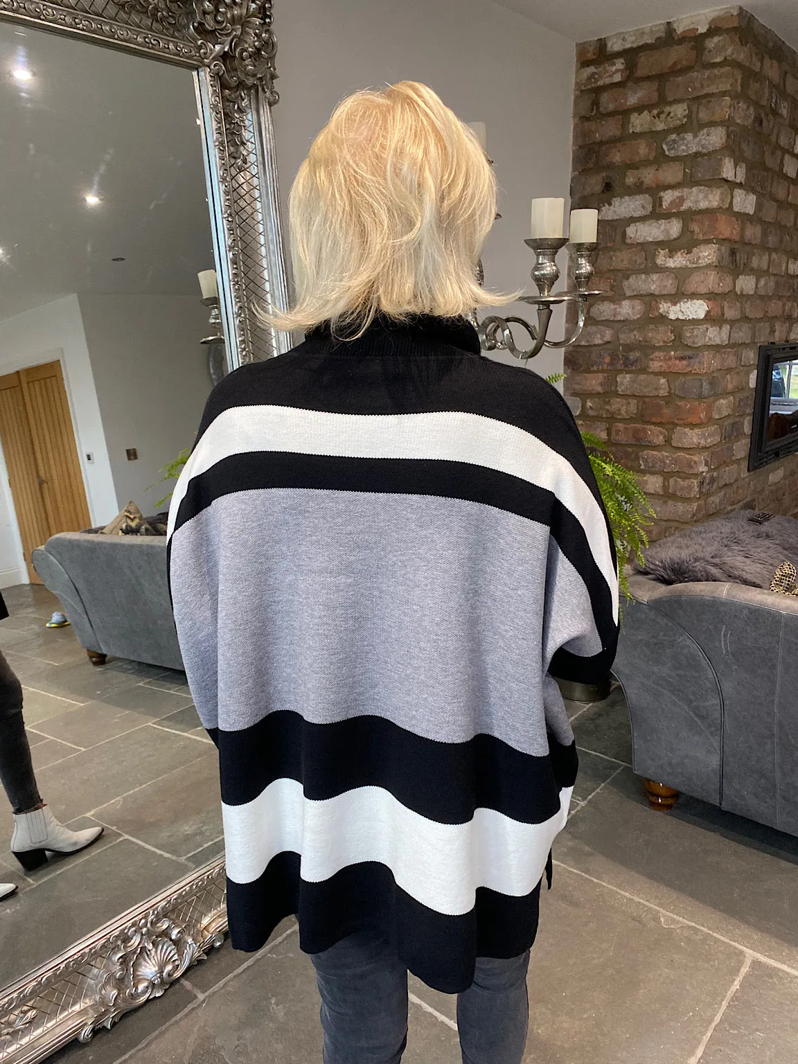 High Neck Stripe Jumper Clarence