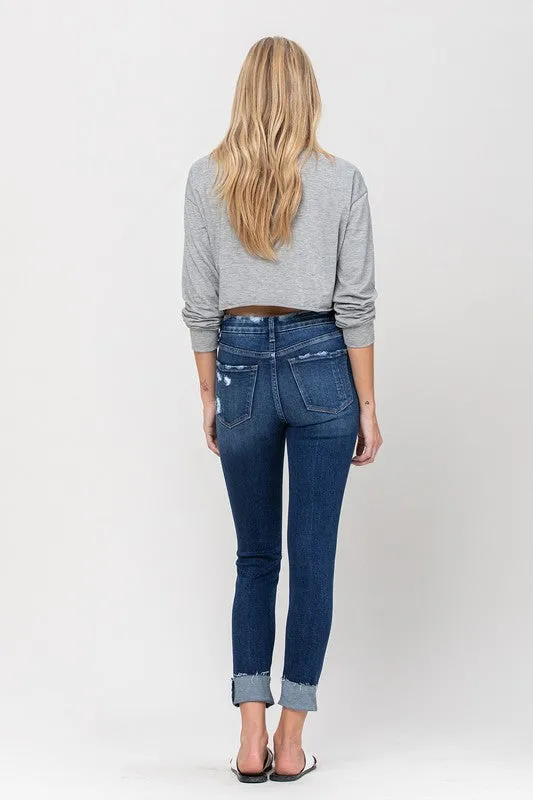 High Rise Distressed Clean Cut Crop Skinny Jeans