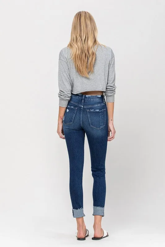 High Rise Distressed Clean Cut Crop Skinny Jeans