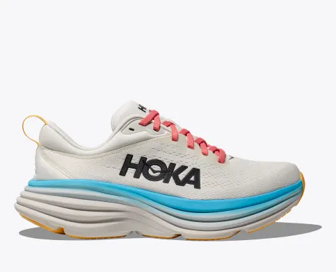 Hoka Women’s Bondi 8 Athletic Shoes-Swim Day/Blanc De Blanc **Wide Width**