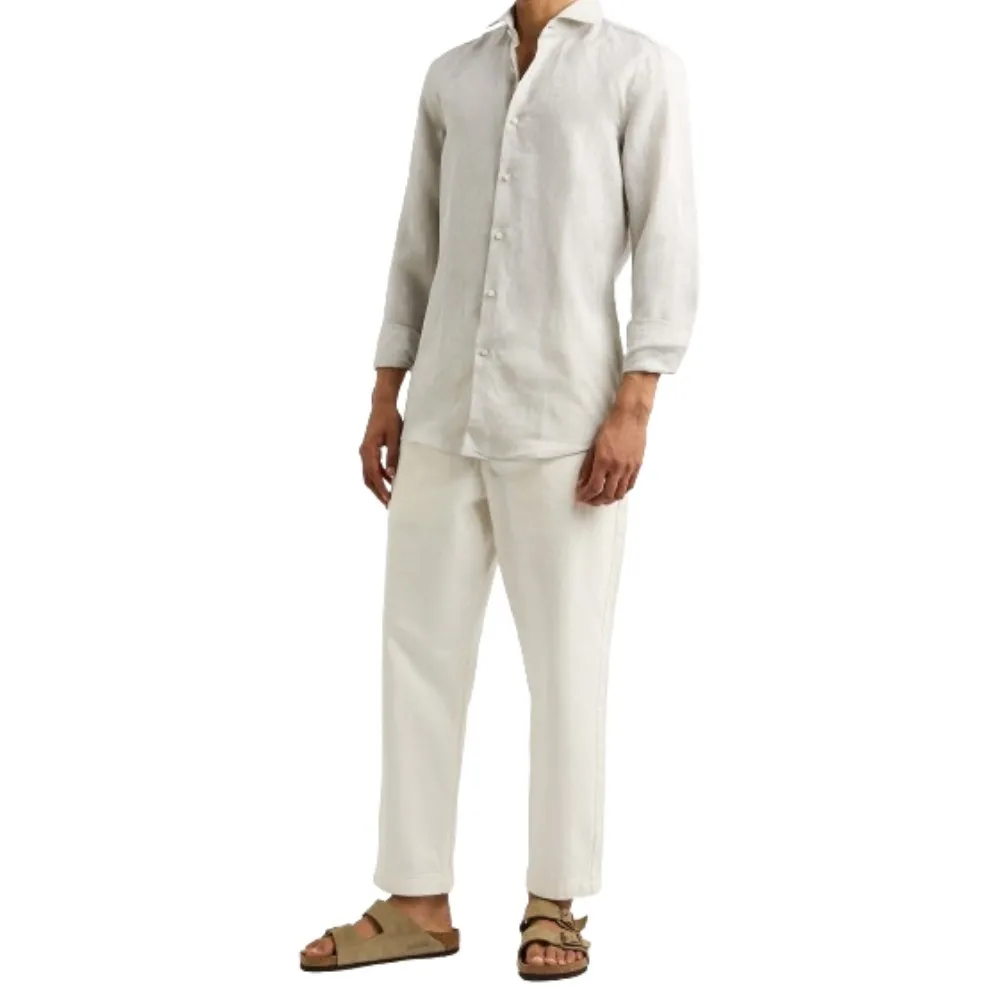 Hugo Boss  |Linen Long Sleeves Plain Shirts