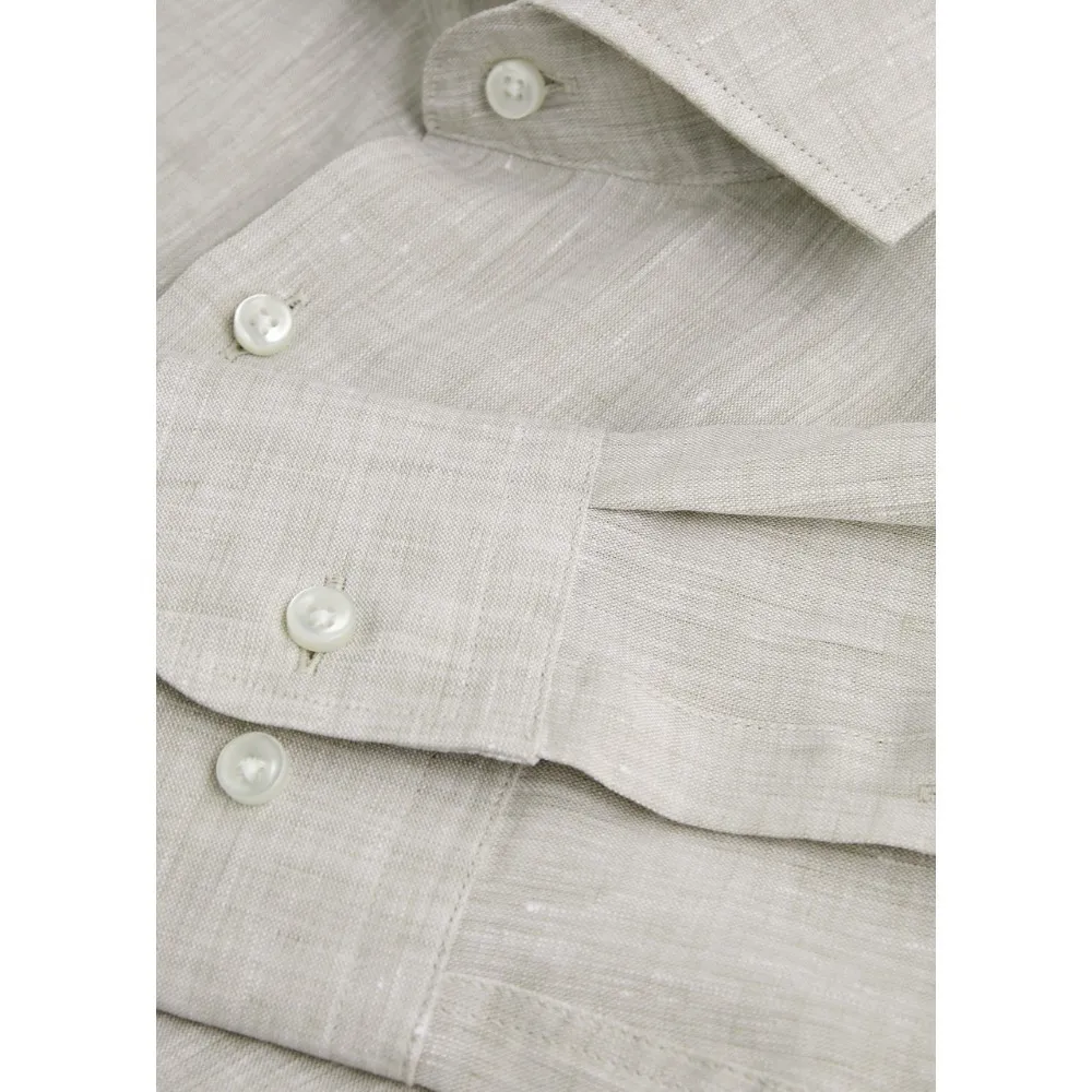 Hugo Boss  |Linen Long Sleeves Plain Shirts