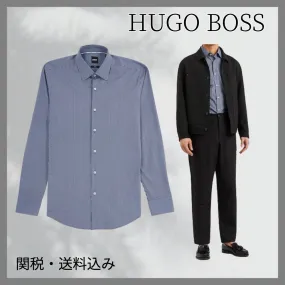 Hugo Boss  |Zigzag Long Sleeves Cotton Shirts