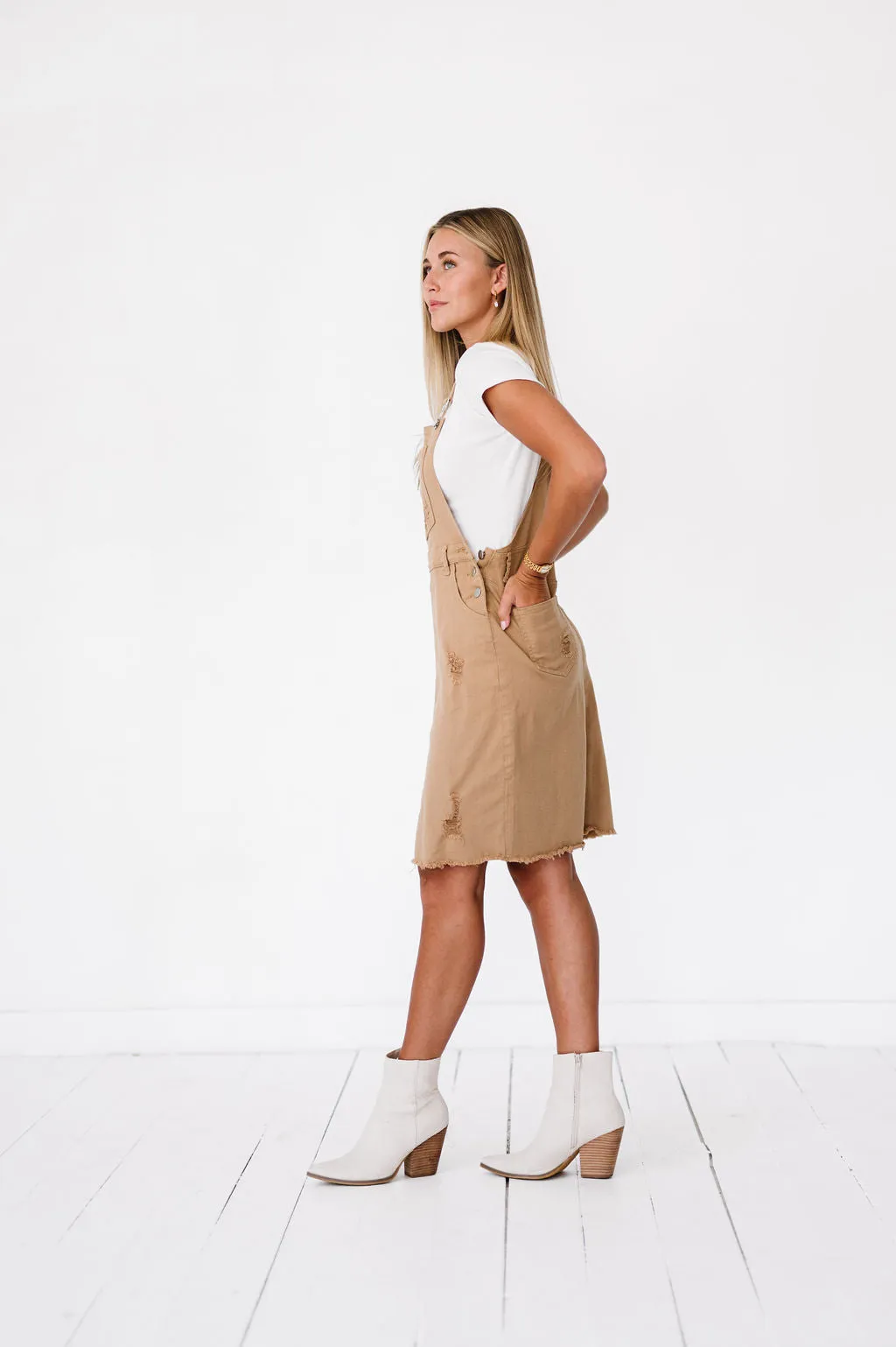 Jovi Overall Dress in Camel