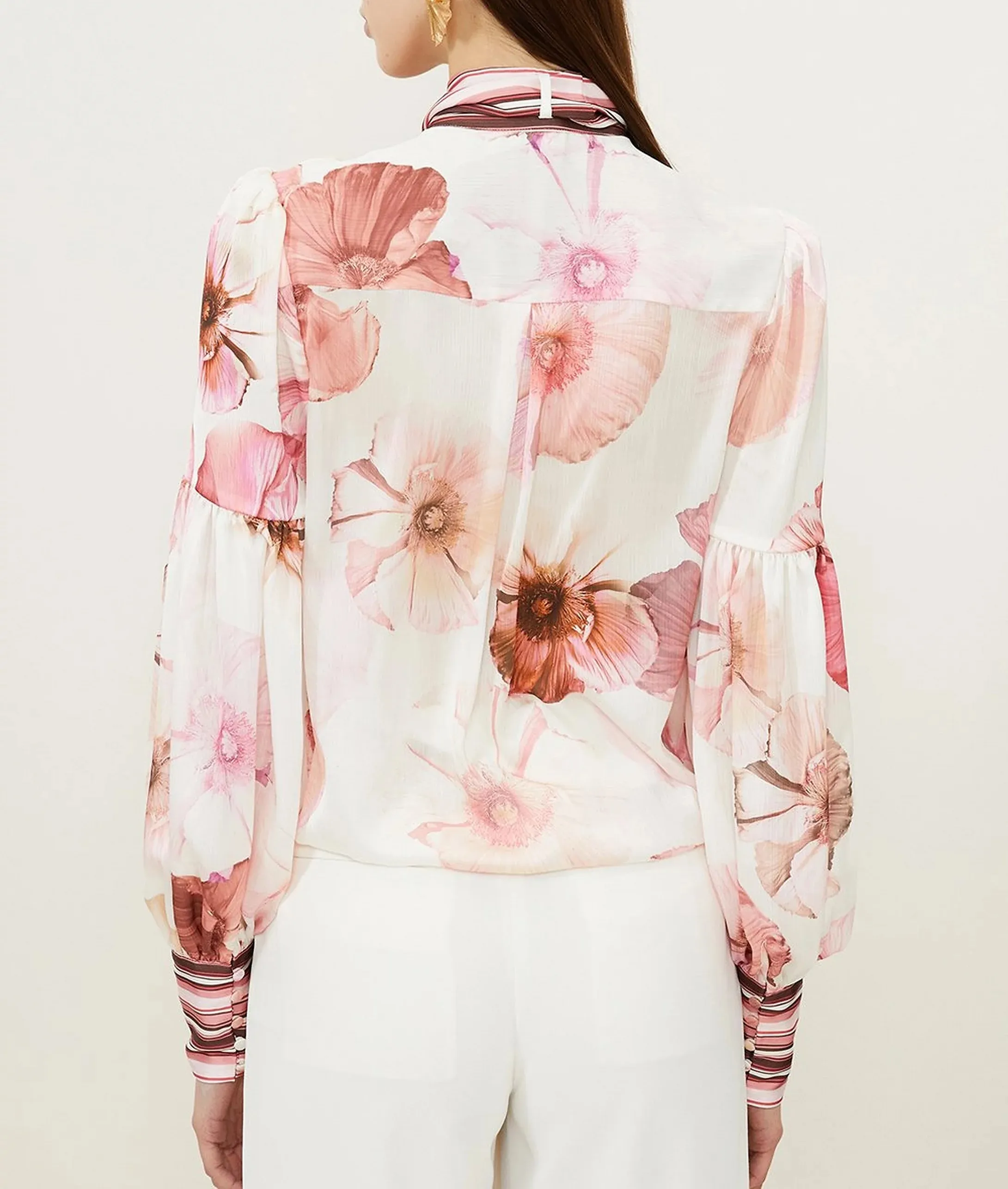 Karen Millen  |Stripes Flower Patterns Casual Style Long Sleeves