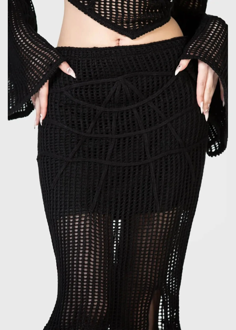 Killstar Widows Prey Knit Skirt Black