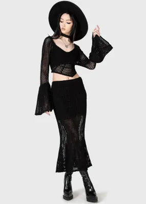 Killstar Widows Prey Knit Skirt Black