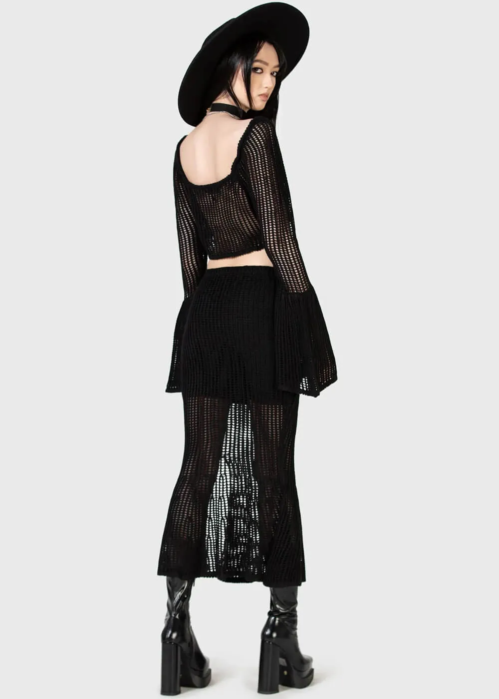 Killstar Widows Prey Knit Skirt Black