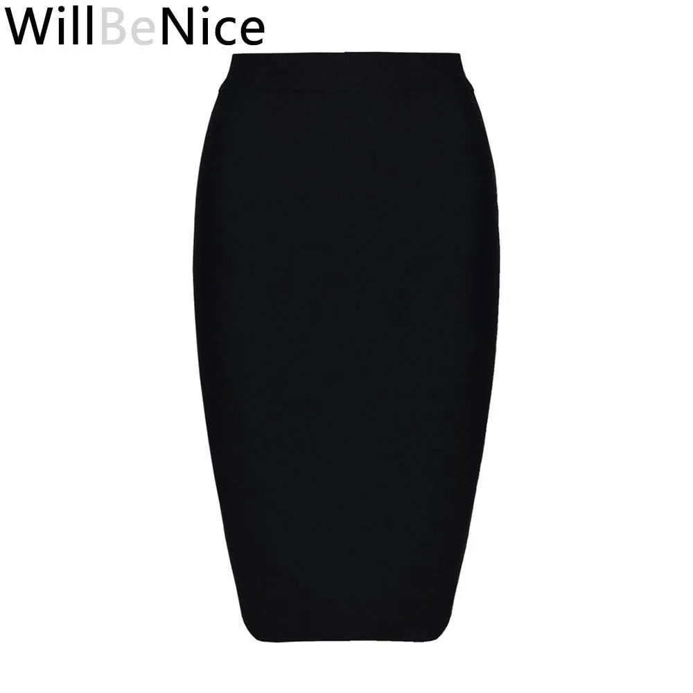 Knee Length Bandage Bodycon Bandage Pencil Skirt