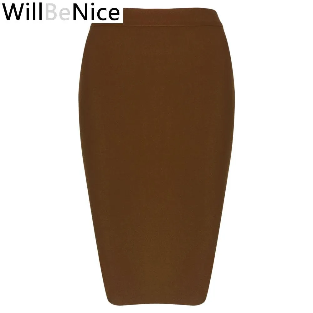 Knee Length Bandage Bodycon Bandage Pencil Skirt