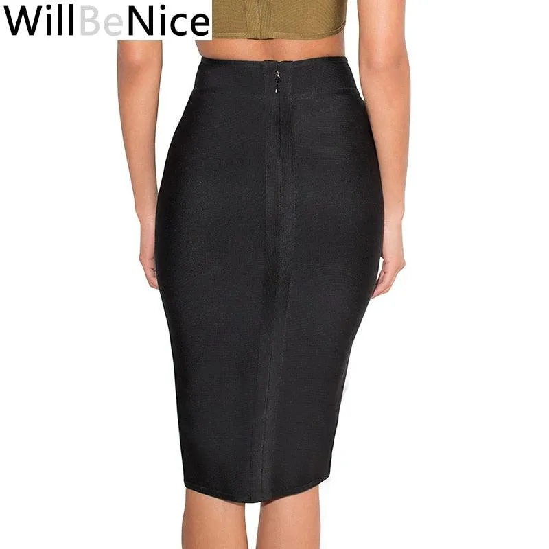 Knee Length Bandage Bodycon Bandage Pencil Skirt