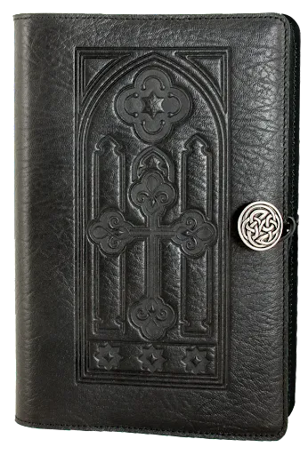 Large Leather Journal - Stained Glass in Black