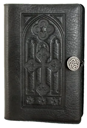 Large Leather Journal - Stained Glass in Black