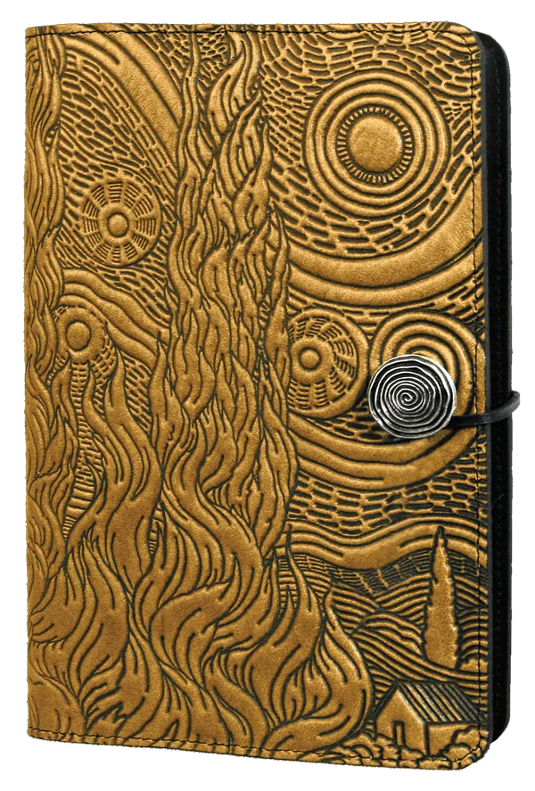 Large Leather Journal -  Van Gogh Sky in Marigold