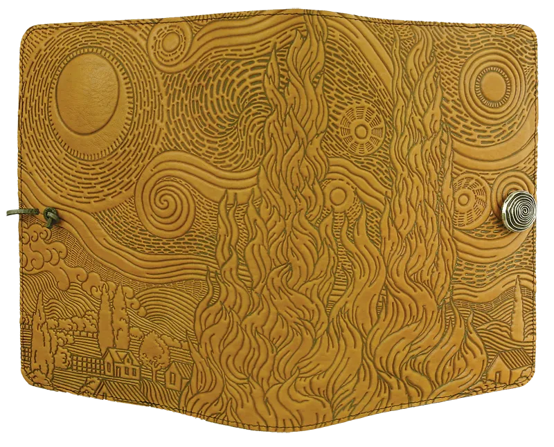 Large Leather Journal -  Van Gogh Sky in Marigold