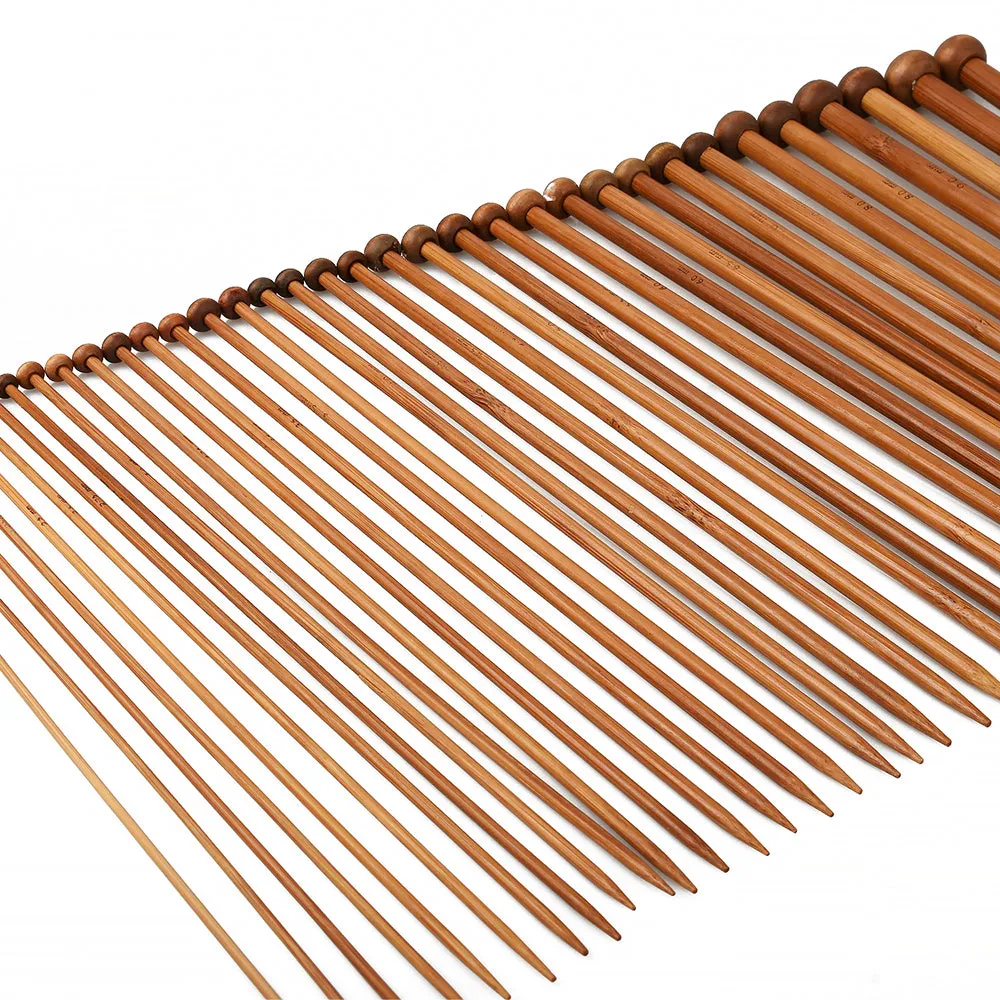 Length 250/350mm Carbonized Bamboo Knitting Needles Set Single Pointed Needles 18 Pairs 18 Sizes 103170