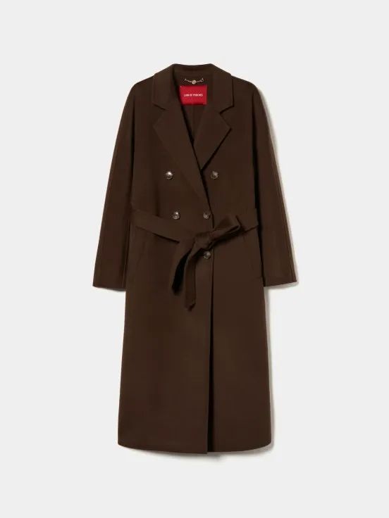 Long double-breasted wool overcoat