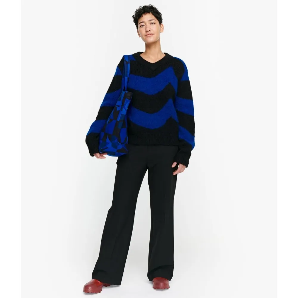 marimekko  |Casual Style Wool Nylon Rib Street Style V-Neck Long Sleeves