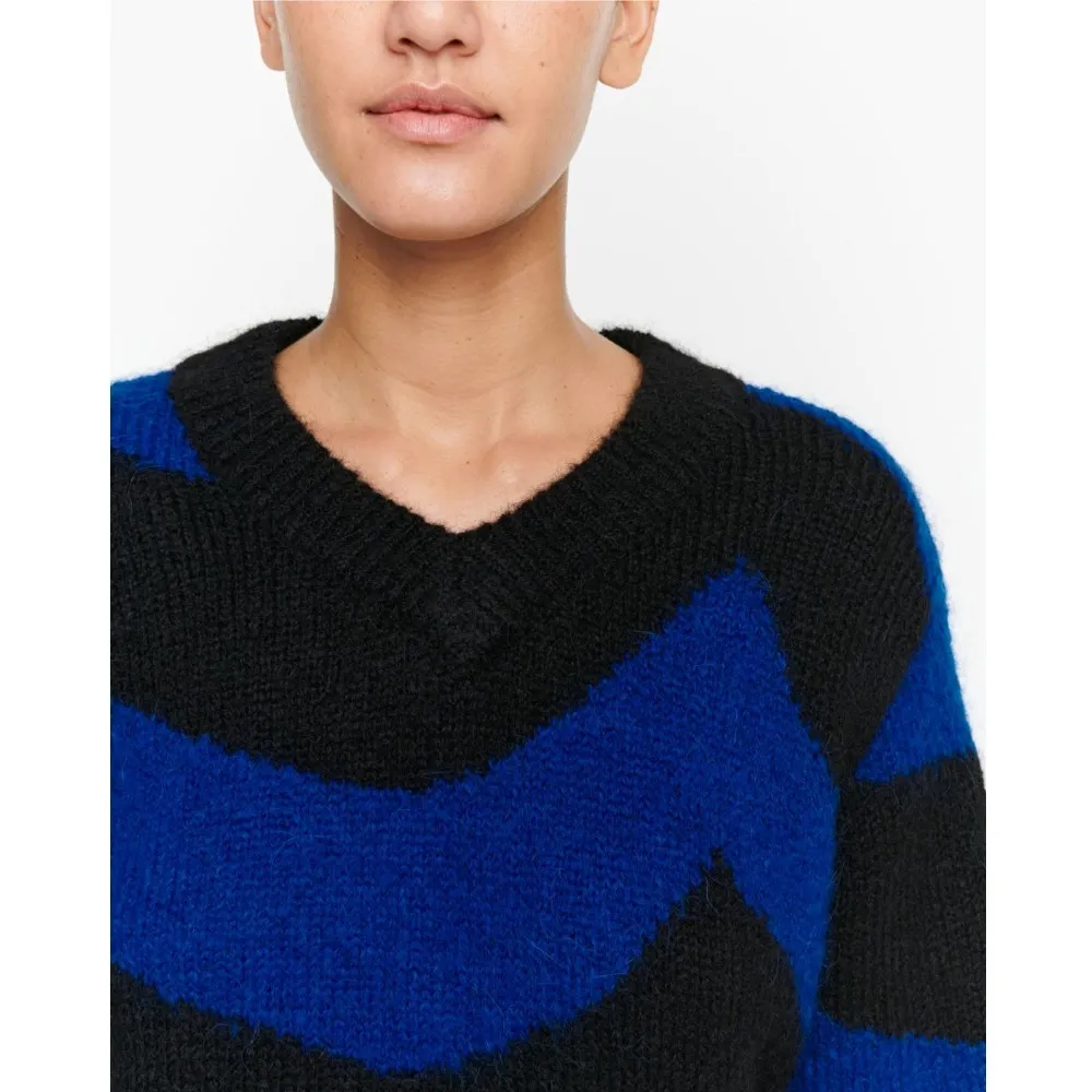 marimekko  |Casual Style Wool Nylon Rib Street Style V-Neck Long Sleeves