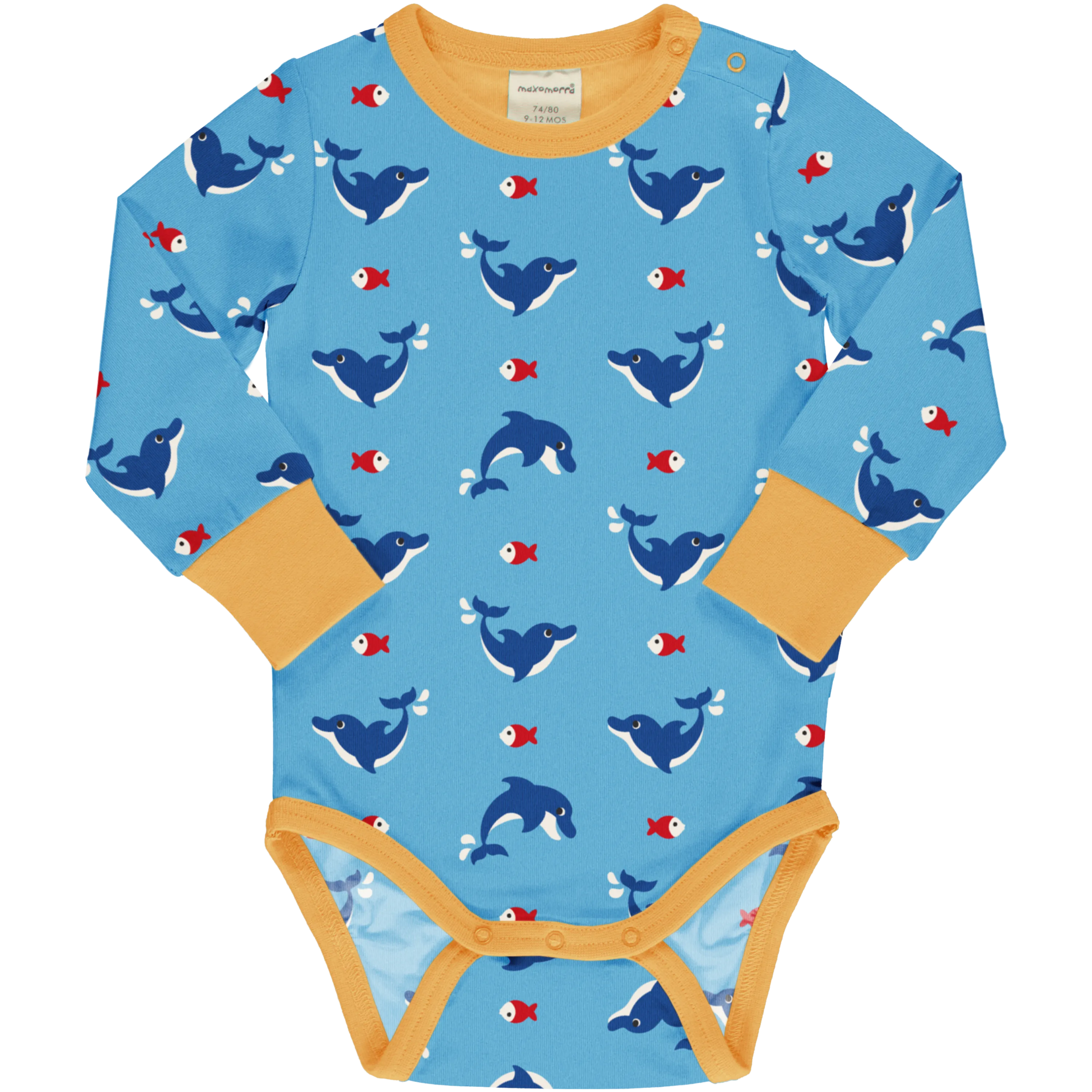 Maxomorra Dolphin Organic Cotton Long Sleeved Bodysuit